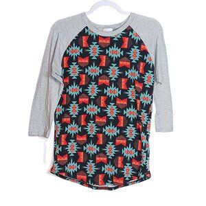 Lularoe Womens Graphic Print Long Sleeve Tee Shirt Multi Size Small